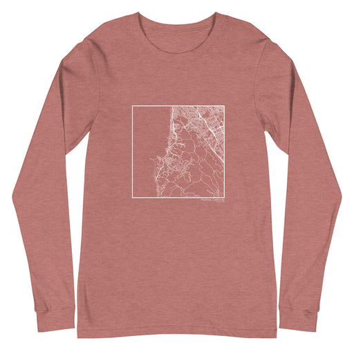 Pacifica California  Map Unisex Long-Sleeve T-shirt with City inscription in Heather Mauve