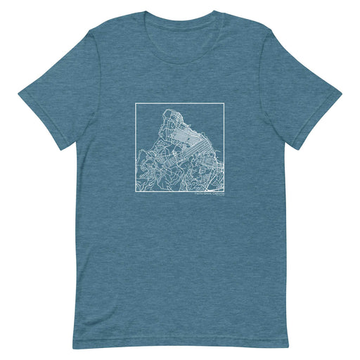 Pacific Grove California  Map Unisex T-Shirt with City inscription in Heather Teal