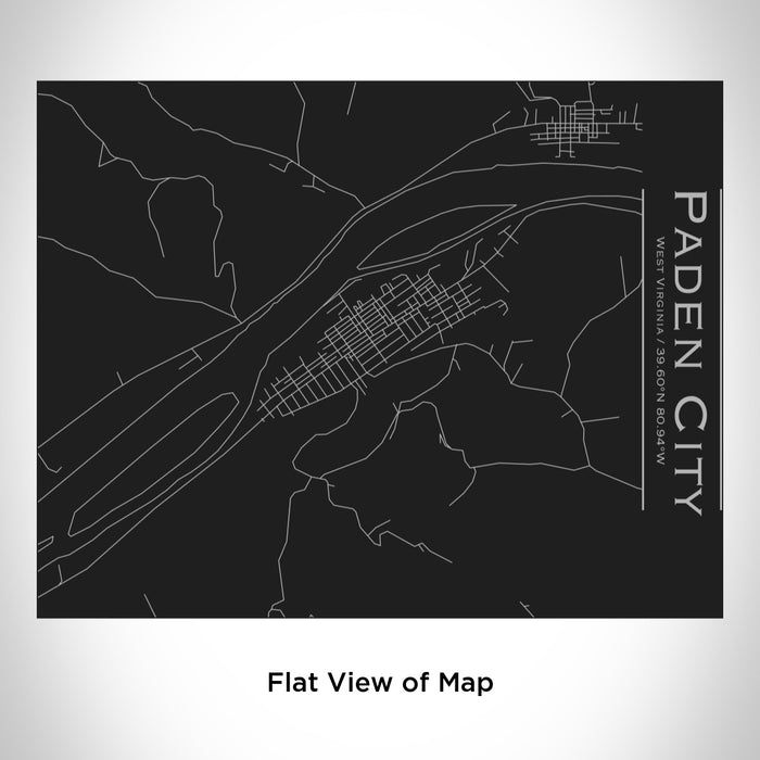 Rendered View of Paden City West Virginia Map Engraving on 20oz Stainless Steel Insulated Bottle with Bamboo Top in Black