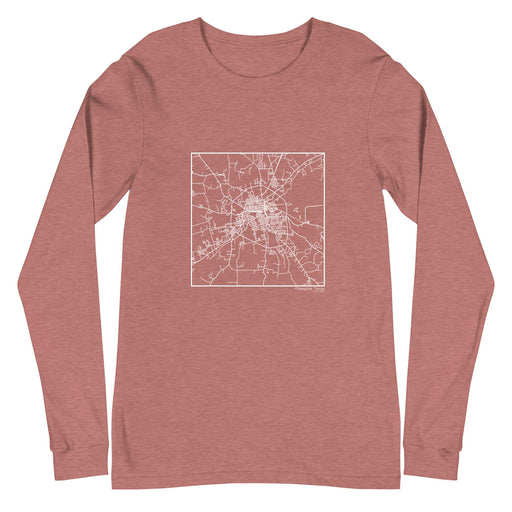 Palestine Texas  Map Unisex Long-Sleeve T-shirt with City inscription in Heather Mauve
