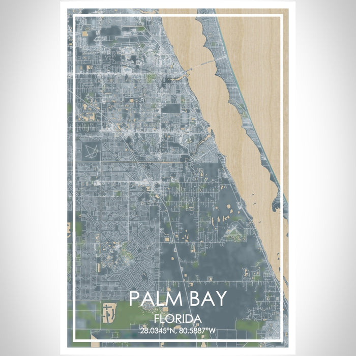 Palm Bay Florida Map Print Portrait Orientation in Afternoon Style With Shaded Background