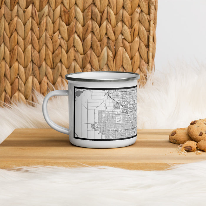 Left View Custom Palm Bay Florida Map Enamel Mug in Classic on Table Top