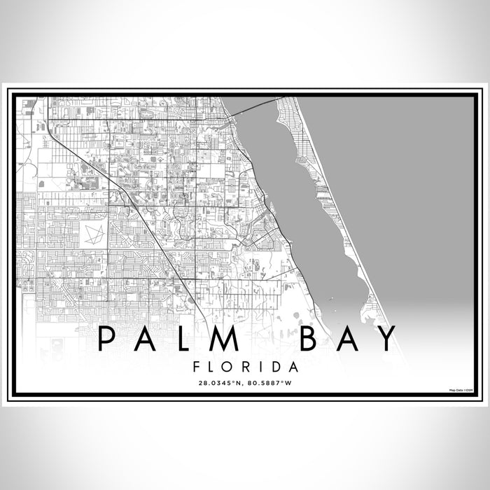 Palm Bay Florida Map Print Landscape Orientation in Classic Style With Shaded Background