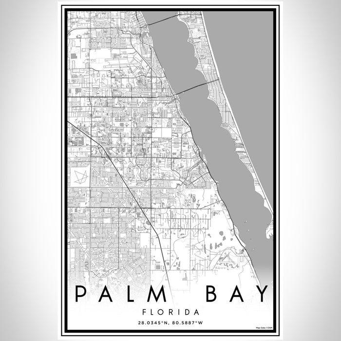 Palm Bay Florida Map Print Portrait Orientation in Classic Style With Shaded Background
