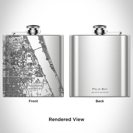 Rendered View of Palm Bay Florida Map Engraving on 6oz Stainless Steel Flask