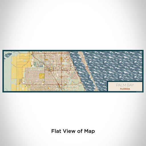 Flat View of Map Custom Palm Bay Florida Map Enamel Mug in Woodblock