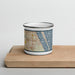 Front View Custom Palm Bay Florida Map Enamel Mug in Woodblock on Cutting Board