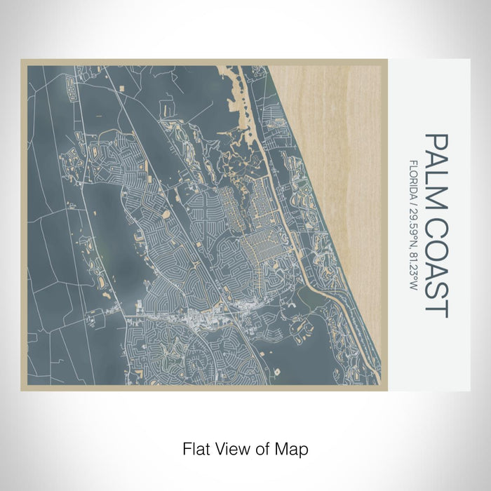 Rendered View of Palm Coast Florida Map on 20oz Stainless Steel Insulated Bottle with Bamboo Top with printed afternoon style map