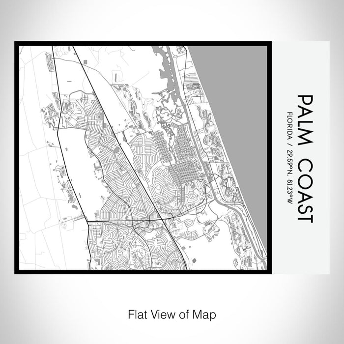 Rendered View of Palm Coast Florida Map on 20oz Stainless Steel Insulated Bottle with Bamboo Top with printed classic style map