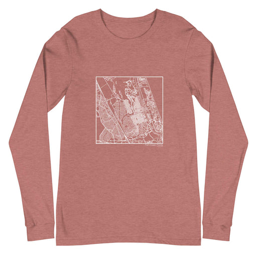 Palm Coast Florida  Map Unisex Long-Sleeve T-shirt with City inscription in Heather Mauve