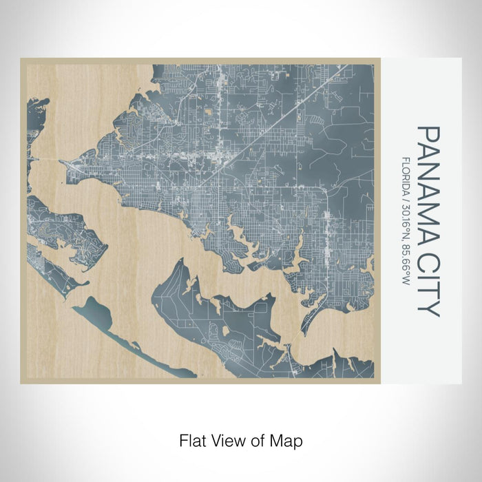 Rendered View of Panama City Florida Map on 20oz Stainless Steel Insulated Bottle with Bamboo Top with printed afternoon style map