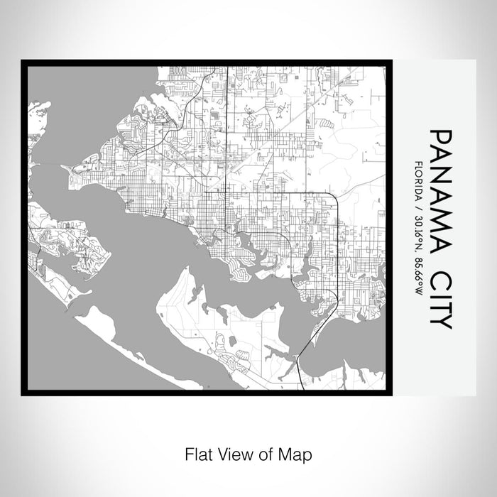 Rendered View of Panama City Florida Map on 20oz Stainless Steel Insulated Bottle with Bamboo Top with printed classic style map