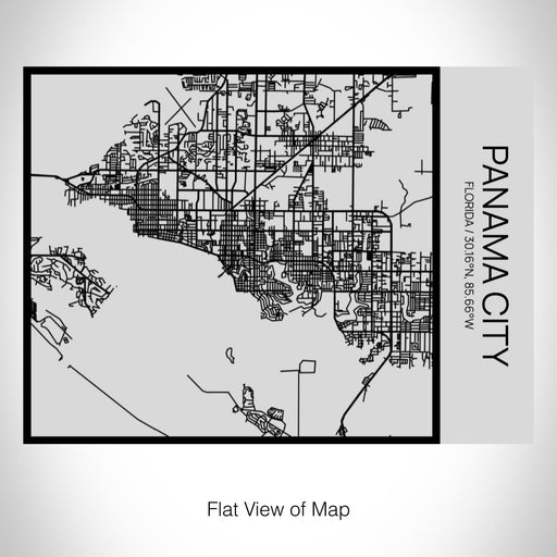 Rendered View of Panama City Florida Map on 20oz Stainless Steel Insulated Bottle with Bamboo Top with printed Tactile Lines Map in Black
