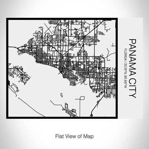 Rendered View of Panama City Florida Map on 20oz Stainless Steel Insulated Bottle with Bamboo Top in Matte White with printed Tactile Lines Map in Black
