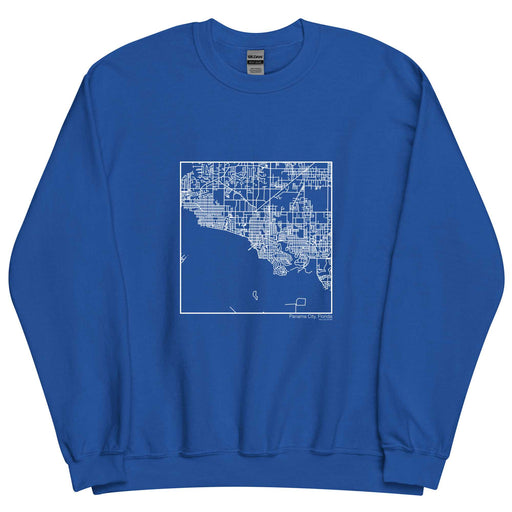 Panama City Florida  Map Unisex Crewneck Sweater with City inscription in Royal Blue