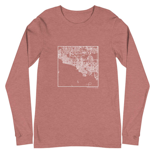 Panama City Florida  Map Unisex Long-Sleeve T-shirt with City inscription in Heather Mauve