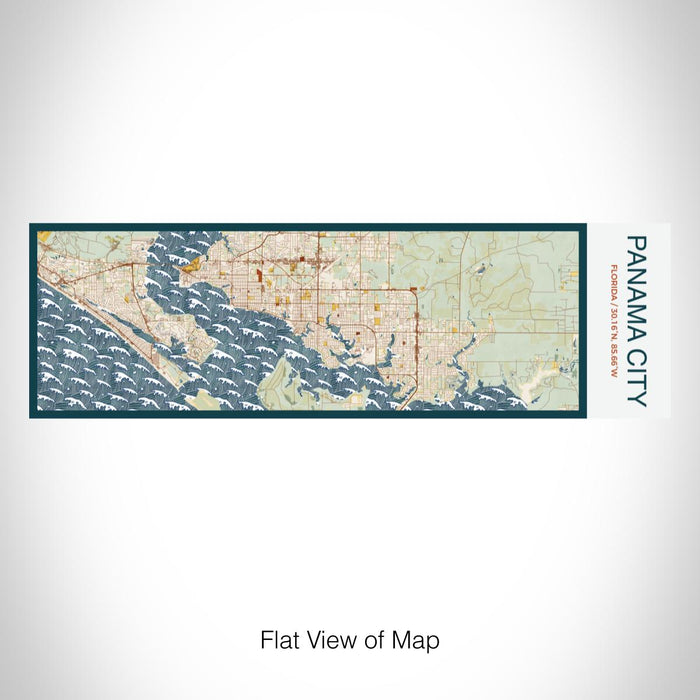 Rendered View of Panama City Florida Map on 10oz Stainless Steel Insulated Cup in Woodblock with Sliding Lid
