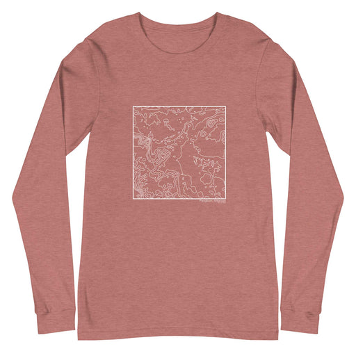 Pangburn Arkansas Topographic  Map Unisex Long-Sleeve T-shirt with City inscription in Heather Mauve
