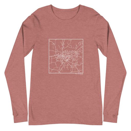 Paris Tennessee  Map Unisex Long-Sleeve T-shirt with City inscription in Heather Mauve