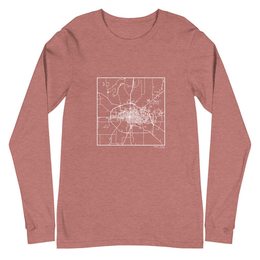Paris Texas  Map Unisex Long-Sleeve T-shirt with City inscription in Heather Mauve