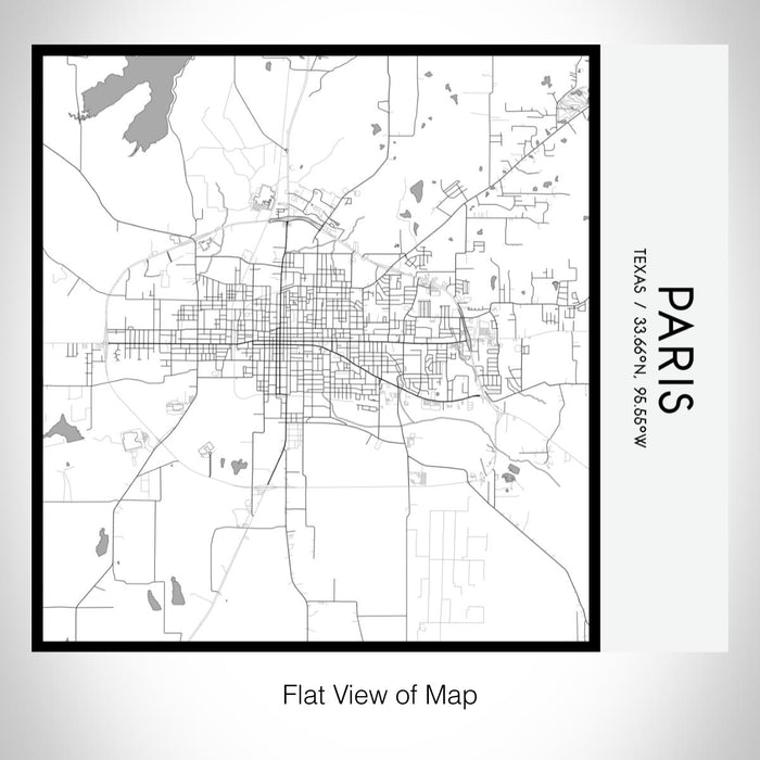 Rendered View of Paris Texas Map on 17oz Stainless Steel Insulated Tumbler in Classic Map Style