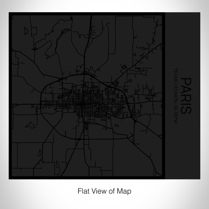 Rendered View of Paris Texas Map on 17oz Stainless Steel Insulated Tumbler in Matte Black with Tactile Lines