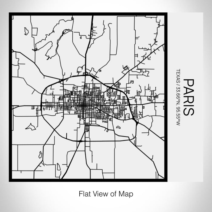 Rendered View of Paris Texas Map on 17oz Stainless Steel Insulated Tumbler in Matte White with Tactile Lines