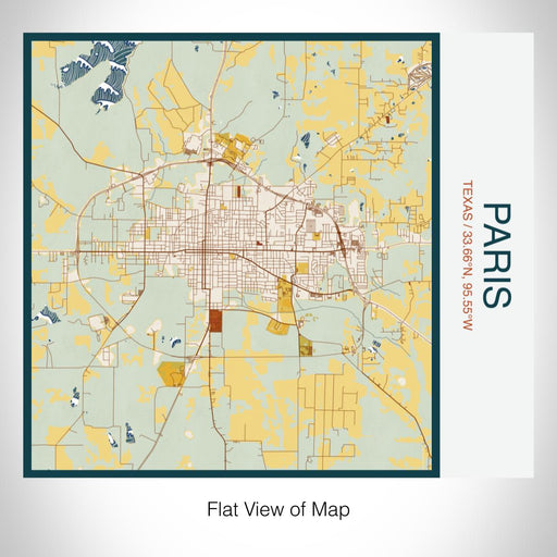 Rendered View of Paris Texas Map on 17oz Stainless Steel Insulated Tumbler in Woodblock Map Style
