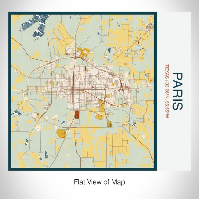 Rendered View of Paris Texas Map on 17oz Stainless Steel Insulated Tumbler in Woodblock Map Style