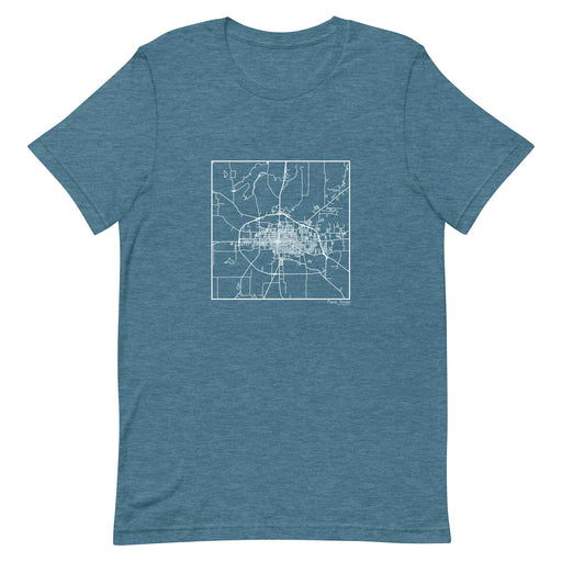 Paris Texas  Map Unisex T-Shirt with City inscription in Heather Teal