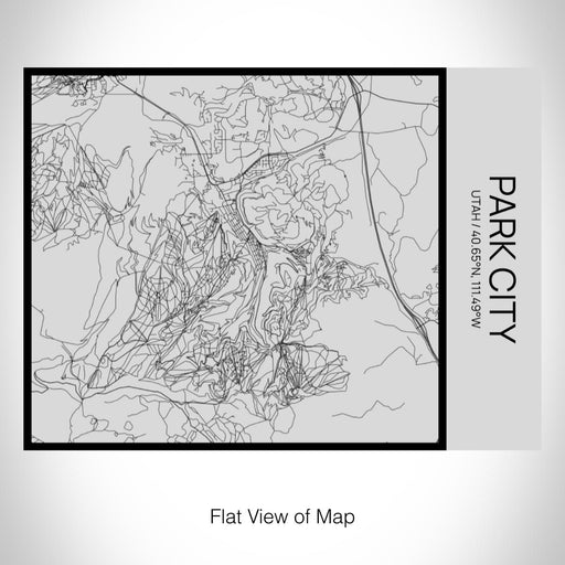 Rendered View of Park City Utah Map on 20oz Stainless Steel Insulated Bottle with Bamboo Top with printed Tactile Lines Map in Black