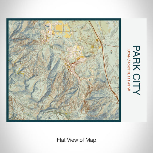 Rendered View of Park City Utah Map on 20oz Stainless Steel Insulated Bottle with Bamboo Top with printed woodblock style map