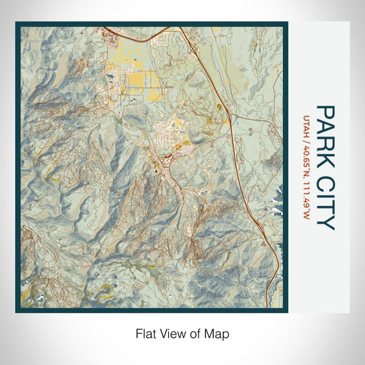 Rendered View of Park City Utah Map on 17oz Stainless Steel Insulated Tumbler in Woodblock Map Style