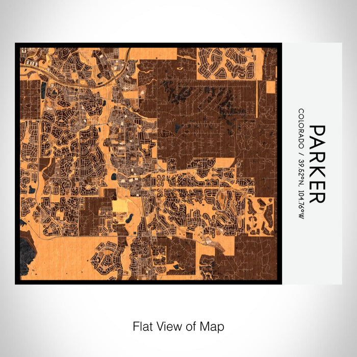 Rendered View of Parker Colorado Map on 20oz Stainless Steel Insulated Bottle with Bamboo Top with printed ember style map
