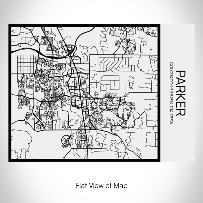 Rendered View of Parker Colorado Map on 20oz Stainless Steel Insulated Bottle with Bamboo Top in Matte White with printed Tactile Lines Map in Black