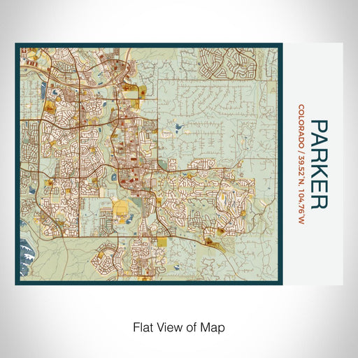 Rendered View of Parker Colorado Map on 20oz Stainless Steel Insulated Bottle with Bamboo Top with printed woodblock style map
