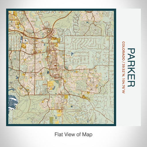 Rendered View of Parker Colorado Map on 17oz Stainless Steel Insulated Tumbler in Woodblock Map Style