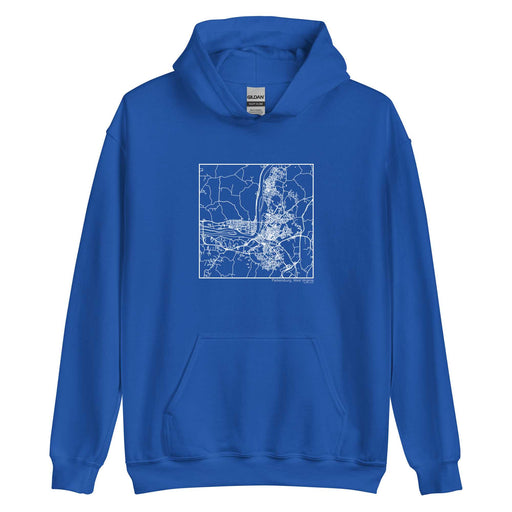 Parkersburg West Virginia  Map Unisex Hoodie Sweater with City inscription in Royal Blue
