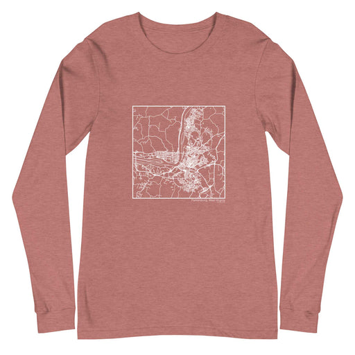 Parkersburg West Virginia  Map Unisex Long-Sleeve T-shirt with City inscription in Heather Mauve