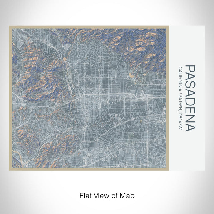 Rendered View of Pasadena California Map on 20oz Stainless Steel Insulated Bottle with Bamboo Top with printed afternoon style map