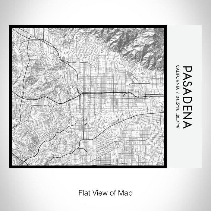 Rendered View of Pasadena California Map on 20oz Stainless Steel Insulated Bottle with Bamboo Top with printed classic style map