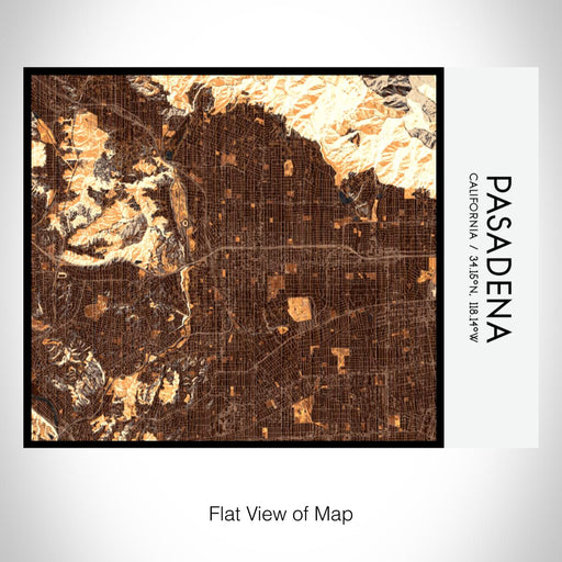 Rendered View of Pasadena California Map on 20oz Stainless Steel Insulated Bottle with Bamboo Top with printed ember style map