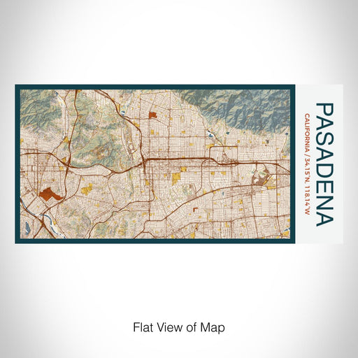 Rendered View of Pasadena California Map on 17oz Stainless Steel Insulated Bottle with printed woodblock style map