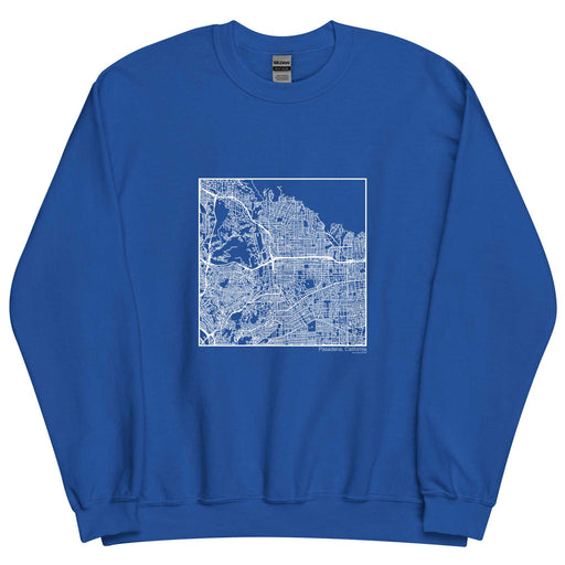 Pasadena California  Map Unisex Crewneck Sweater with City inscription in Royal Blue