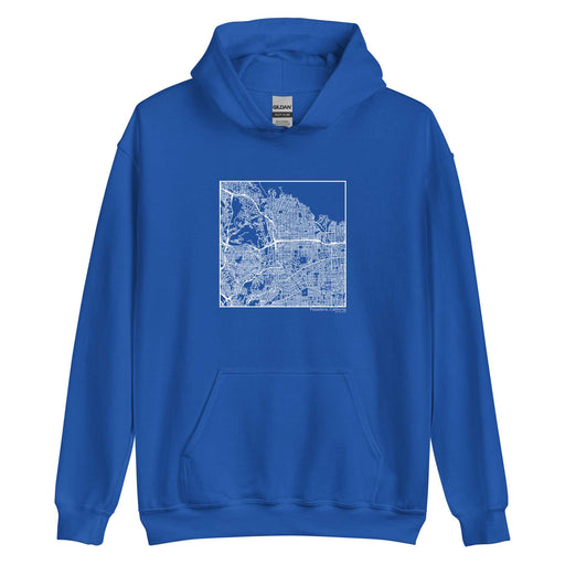Pasadena California  Map Unisex Hoodie Sweater with City inscription in Royal Blue