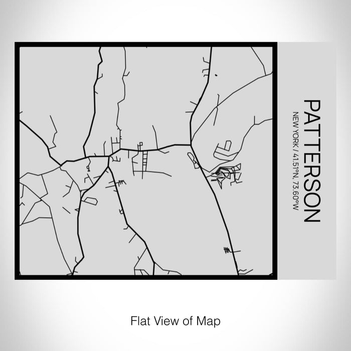 Rendered View of Patterson New York Map on 20oz Stainless Steel Insulated Bottle with Bamboo Top with printed Tactile Lines Map in Black
