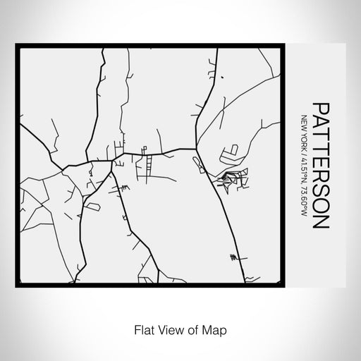 Rendered View of Patterson New York Map on 20oz Stainless Steel Insulated Bottle with Bamboo Top in Matte White with printed Tactile Lines Map in Black