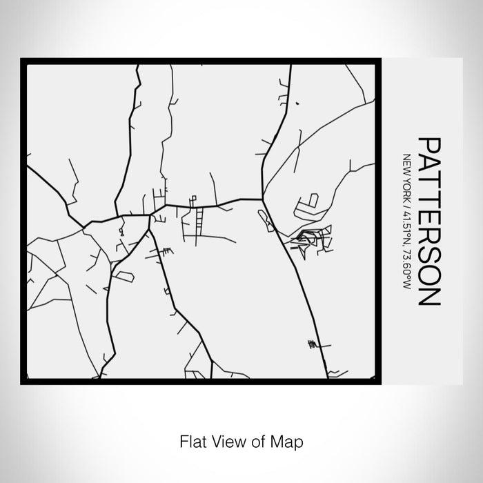 Rendered View of Patterson New York Map on 20oz Stainless Steel Insulated Bottle with Bamboo Top in Matte White with printed Tactile Lines Map in Black