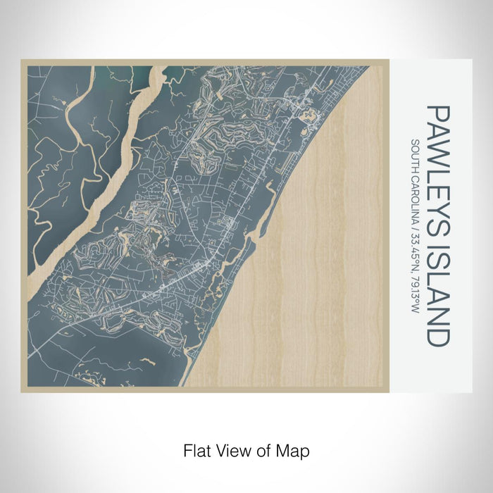 Rendered View of Pawleys Island South Carolina Map on 20oz Stainless Steel Insulated Bottle with Bamboo Top with printed afternoon style map