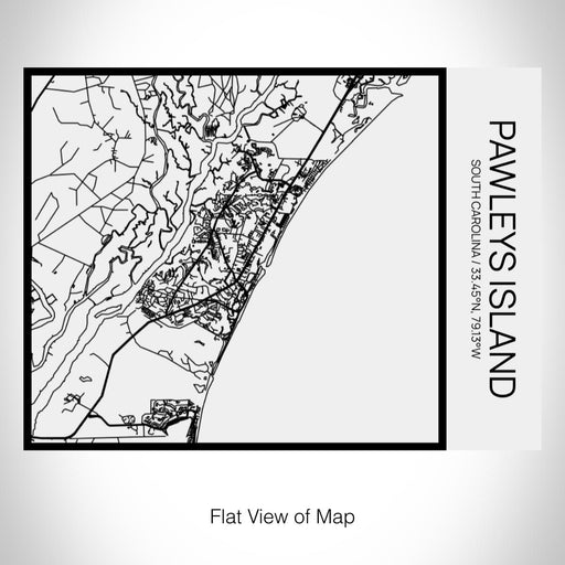 Rendered View of Pawleys Island South Carolina Map on 20oz Stainless Steel Insulated Bottle with Bamboo Top in Matte White with printed Tactile Lines Map in Black